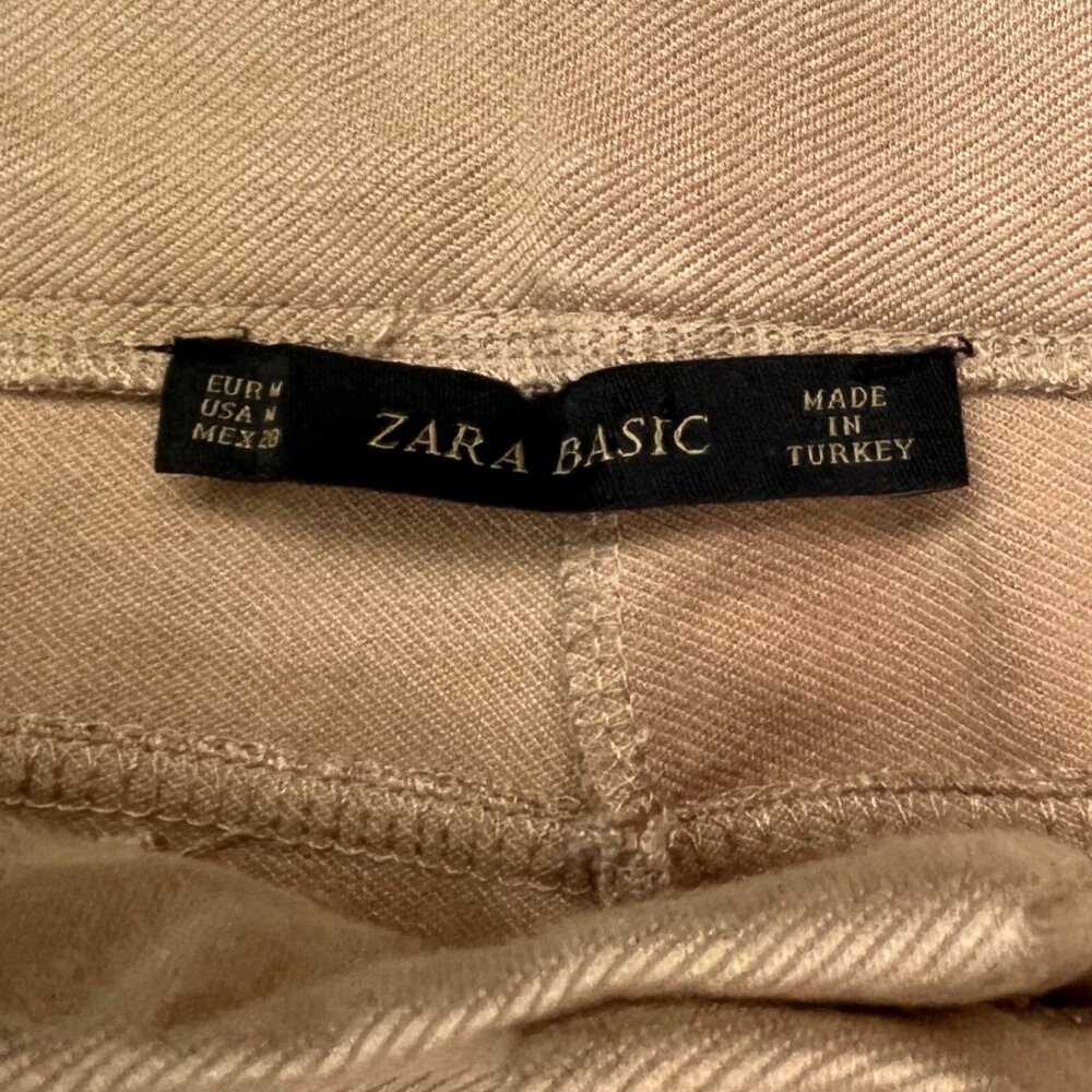 Zara Equestrian Riding Pants Brown Patch Quiet Luxury Preppy Chic Size Medium - Picture 3 of 14